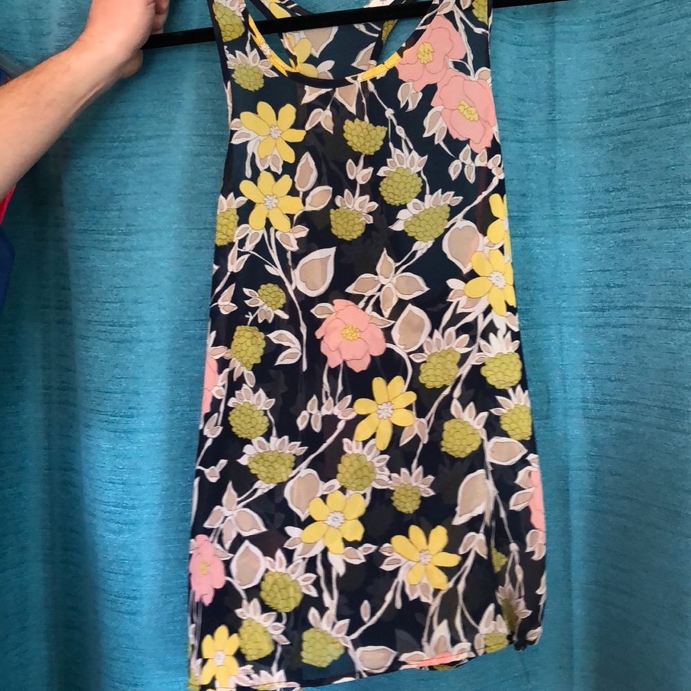 Sheer flower pattern tank